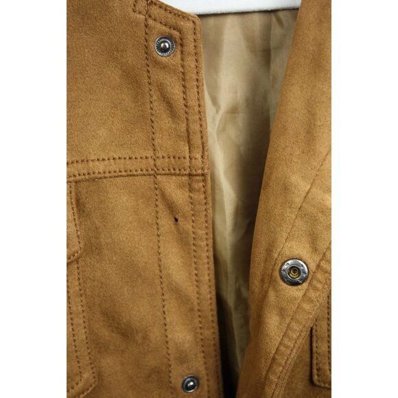 Vintage FM Tan Suede Jacket With Button Closures & Pockets For Men Size L - Picture 2 of 6